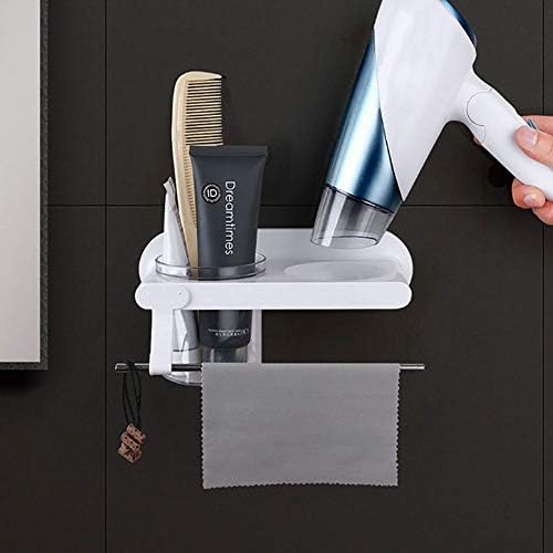 Bkdfd multi funkcija držač za sušenje za kosu u kupaonici zidni objekt za odlaganje organizatora za sušenje kose stalak za ručnike