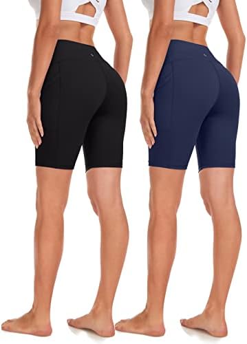 IBL 2 pakirajte ženske atletske masne meke biciklističke kratke hlače s džepovima visoki struk za vježbanje joge 3 / 8/ 9
