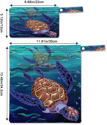 Morska oceanska kornjača 2pcs vodootporna suha torba za pranje za bebe pelena za pranje za pranje za bebe s dva džepa s patentnim zatvaračima