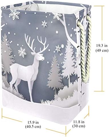 Božićni jeleni u šumi sa snijegom 300pc Oksford PVC vodootporna košara za odjeću velika košara za rublje za deke igračke za odjeću