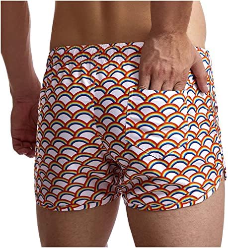 Ozmmyan teretni kratke hlače za muškarce rrainbow tisak prozračne hlače s tri točke kratke hlače elastične čipkeste hlače
