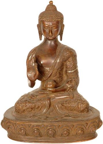 Blagoslov introspektivni Buda sa svojim životom isklesanim na ogrtaču - mesingana skulptura s bakarom i SIL -om