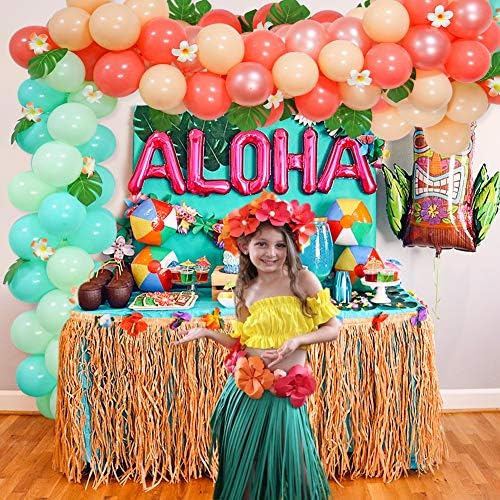 Tropski set luka s vijencem od balona, Havajska džungla Luau Moana vijenac od balona palmino lišće Plumeria za ukrašavanje tropskih