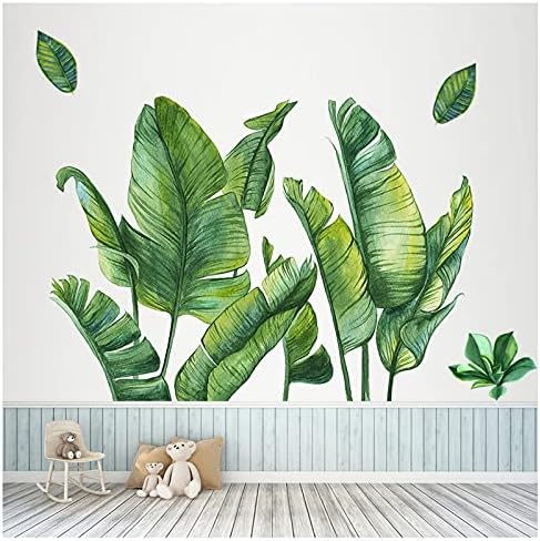 Naljepnice s velikim zelenim listovima zidne naljepnice Tropska biljka Listovi prozorske naljepnice ukrasi zidna umjetnost ukrasna