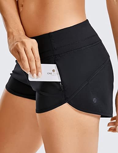 CRZ joga ženska brza suha vježba trčanje kratkih hlača mrežica - 2.5 '' crtanje sportske teretane atletske kratke hlače džep s patentnim