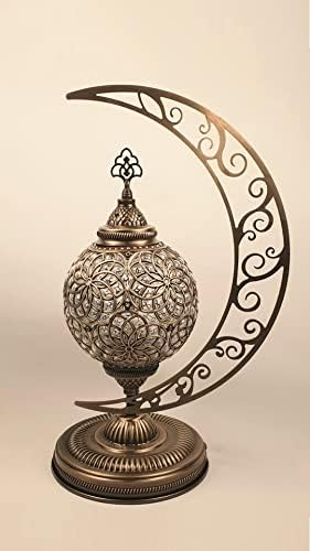 Sudamlasibazaar - Mjesečev oblik mesingane stolne svjetiljke, rasvjeta u stilu ramazana, ramadan ukras, Eid Mubarak