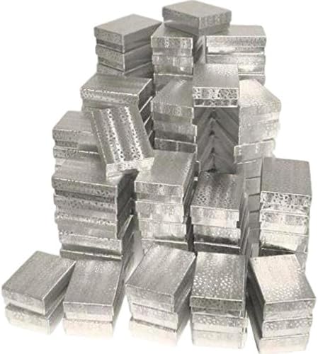 100 kutija ispunjenih srebrnim pamukom 3,25 x 2,25 x 1 za nakit i darove
