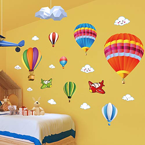 Uklonjive kreativne 3.0 Zidne naljepnice s balonom i nasmiješenim oblacima, zidni ukrasi za dječju sobu, naljepnice za umjetnički dekor,
