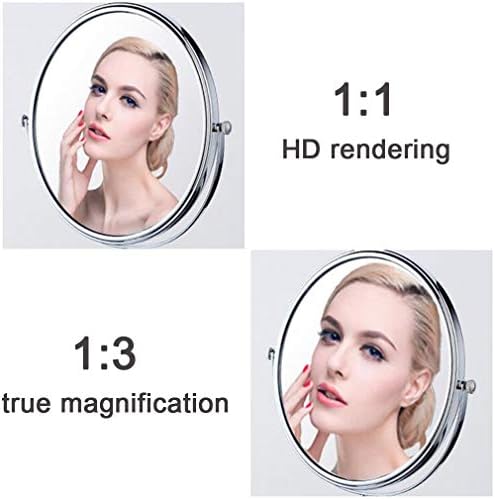 Kozmetičko ogledalo za šminkanje, Kozmetičko ogledalo s 3 uvećanja, dvostrano zidno ogledalo za ispraznost, rotirajuće za 360pm, uvlačivo