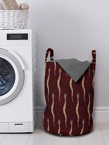 Torba za pranje rublja, apstraktne ukrasne zmije s ponavljanjem ugniježđenih krugova, košara za rublje s ručkama koje se zatvaraju