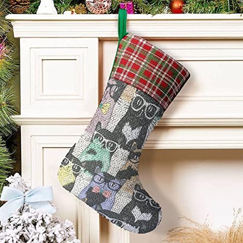 Nervodni mačji šljokica božićna čarapa sjajni zidni viseći ukrasi ukras za božićno stablo za odmor