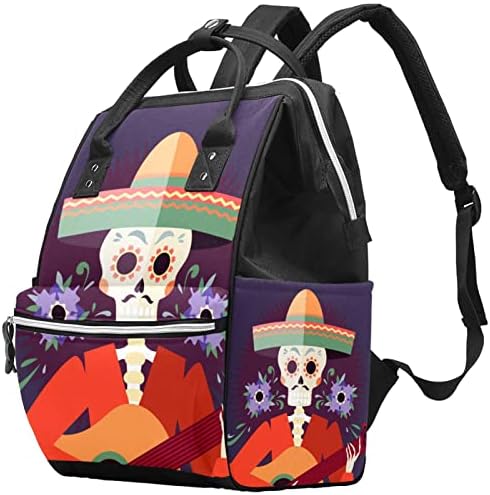Guerotkr putuju ruksak, vrećica pelena, vrećice s pelena s ruksacima, uzorak cvijeta meksičke lubanje