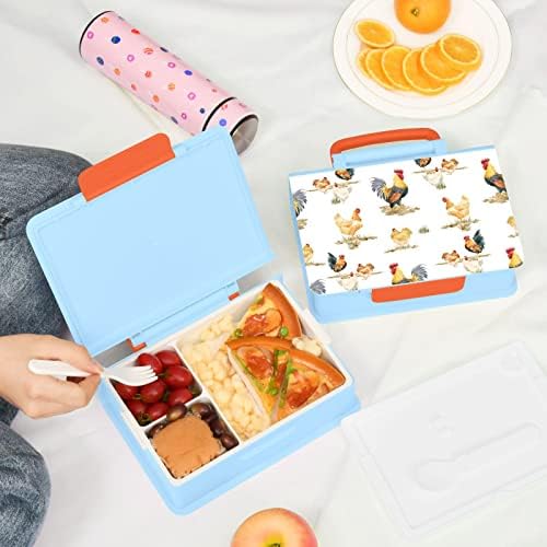 Mchiver Rooster Bento Box Box Box Box za ručak s ručicom prijenosni dječji kontejner za ručak s žlicom vilica za ručak za odrasle za