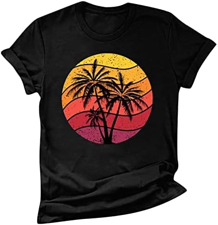 Ljetni modni havajski vrhovi za žene kokosov palmi grafički majice kratke rukave labave majice majice mekani okrugli vrat majice