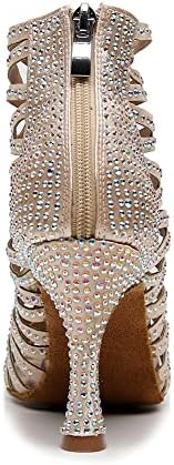 Dkzsyim ženske plesne čizme s nožnim prstima rinestone salsa salsa za plesne cipele, model qjw9001
