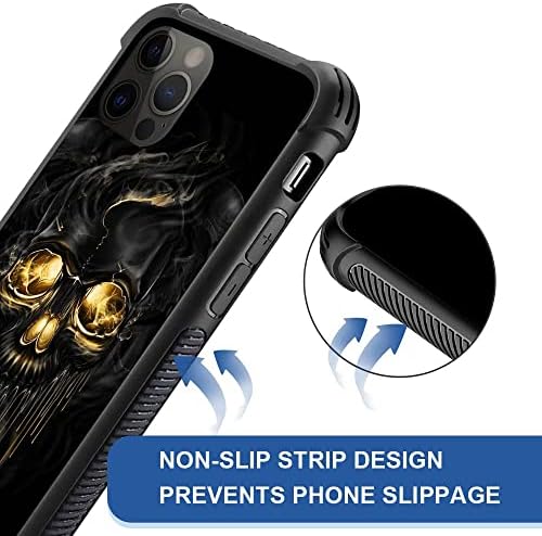Slučaj iPhone 11, zlatna crna lubanja iPhone 11 kućišta za muškarcu, sveobuhvatna zaštita od šoka od ogrebotina Apple Cover