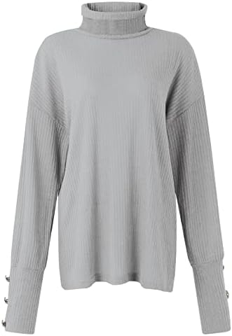 Ženski slatki džemper džemper labav gumb za pulover gore u obliku dugih rukava.