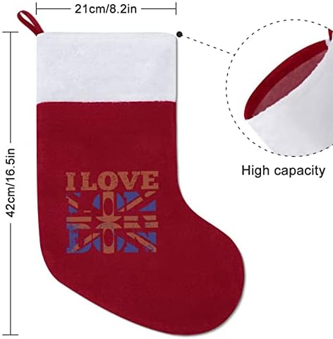 Volim London UK Personalizirani božićni čarapa Kućni dom božićni drveni kamin Viseći ukrasi