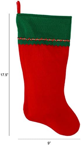 Monogrammed me izvezena početna božićna čarapa, zelena i crvena filca, početni t