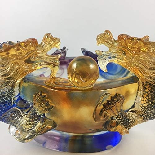 Amore Jewell Twin-Dragon Treasure Bowl Fengshui Ukras za ukrašavanje poklon za dom i ured
