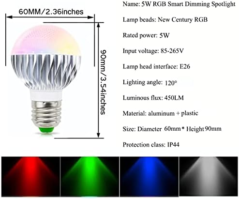 5-vatna LED žarulja za promjenu boje, 926 / 927-vatna žarulja s daljinskim upravljačem u 16 boja za kućno blagdansko scensko osvjetljenje,