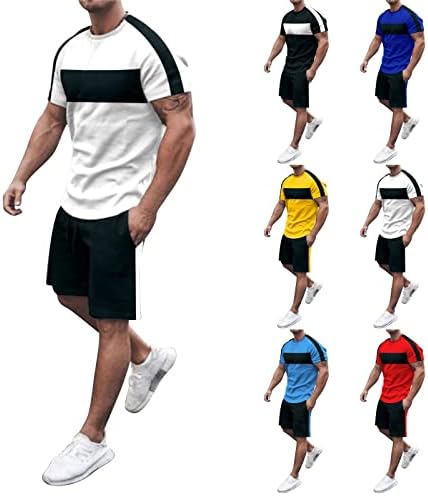 BMISEGM muškarci odgovara Slim Fit muški ljetni tisak moda svestrani sportski odijelo s kratkim rukavima