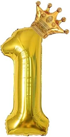 40-inčni set zlatnih balona s krunom broj 1, baloni za 1.rođendan za djecu, baloni za ukrašavanje proslave godišnjice braka.