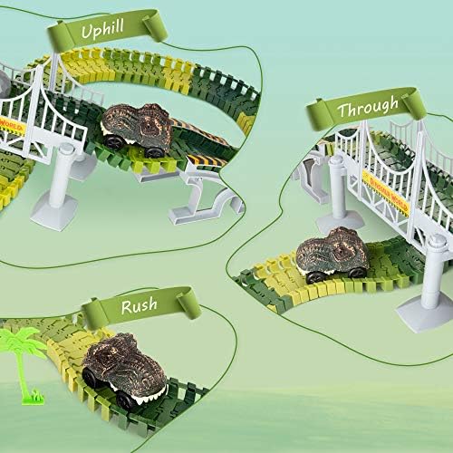 Batloftey Dinosaur igračke trkačka staza, fleksibilna igračka igra, stvorite svjetsku cestovnu utrku dinosaura s 1 dinosaur automobilom