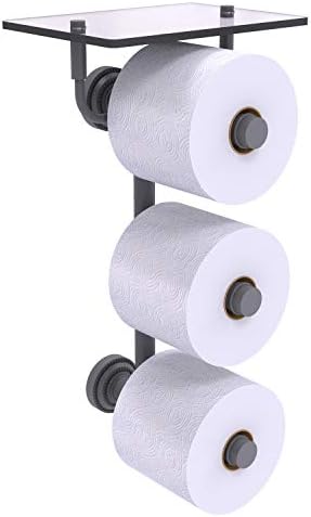 Držač toaletnog papira od 35 do 3 inča s 3 valjane staklene police, mat siva