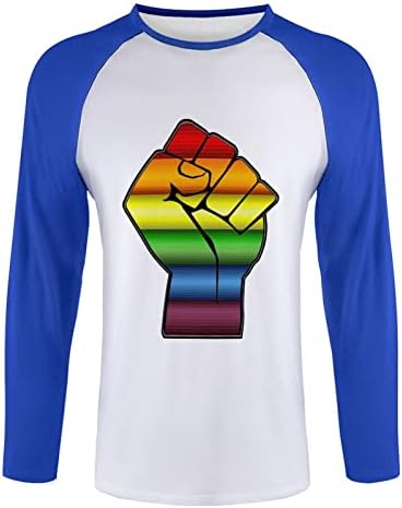 Gay Protest Fist s muškim košuljom dugih rukava s dugim rukavima regularna tinejdžerka patchwork Tobovi Tops