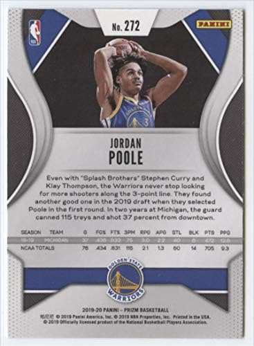 2019-20 Panini Prizm 272 Jordan Poole RC Rookie Golden State Warriors NBA košarkaška karta