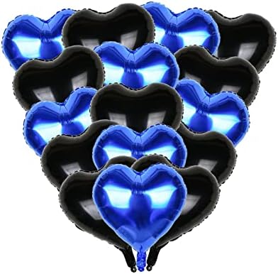 MEFUNY 18INCH Kraljevsko plavo crno u obliku srca u obliku srca Mylar baloni za rođendansku zabavu vjenčanje Valentinovo Dan dječjeg