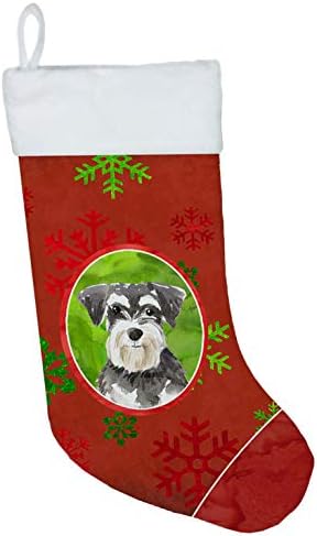 Caroline's Treasures CK4016CS Božićne snježne pahuljice Schnauzer 2 Božićna čarapa, kamin viseće čarape božićna sezona zabava Dekor