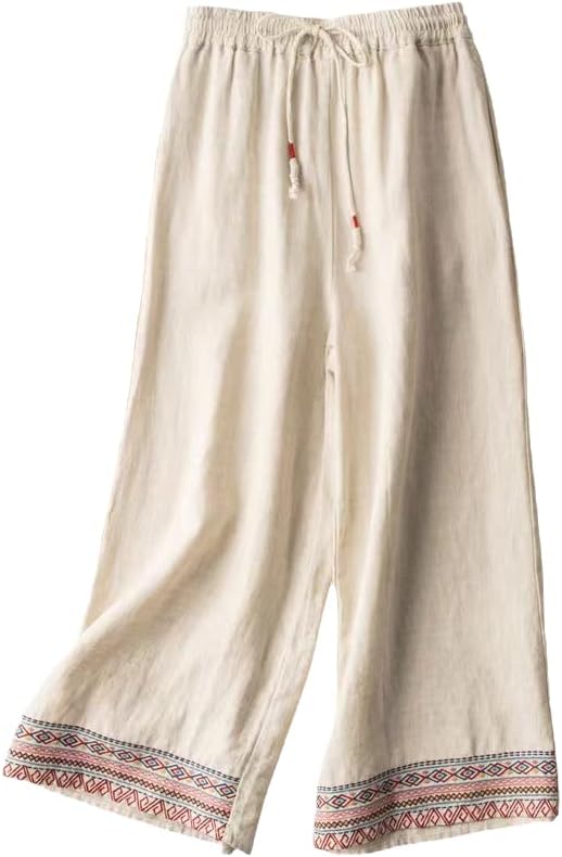 UKTZFBCTW ANTIQUE Udobno proljetni ljetni stil Žene hlače visoki struk HAKAMA CASPLATNE Šantalone široke noge 1 xs