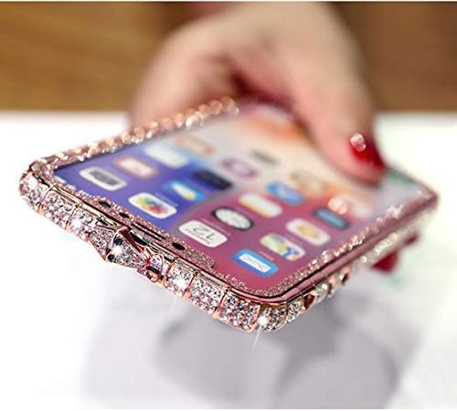 Luvi za iPhone 12 Pro Max Bling Glitter Diamond Case za žene Slatka kristalna naljepnica s Rhinestoneom kožnim oblogom Metalni odbojnik