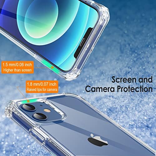 Slučaj za iPhone 12/12 Pro 6,1-inčni s 2-paketnim zaštitnikom zaslona od kaljenog stakla, 360 Protect Clear Clear Clear Fleat Phort