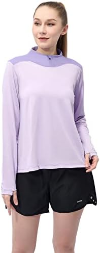 Sanifer žene UPF 50+ košulje dugih rukava 1/4 ZIP pulover zaštita od sunca za zaštitu od sunca Prozračni trening planinarske majice