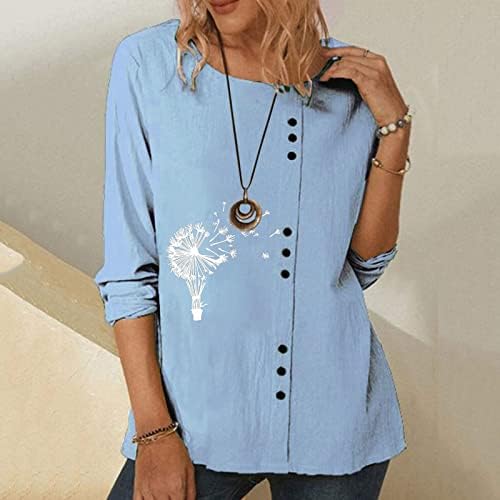 Ležerne košulje za žene: Ženska ležerna majica s dugim rukavima Okrugli vrat Okružni vrat Osnovni labavi tunični vrhovi