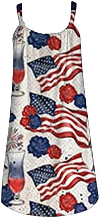 4. srpnja ležerna ljetna haljina za plažu za žene s američkom zastavom, boemska Haljina Bez rukava s okruglim vratom, lepršave široke
