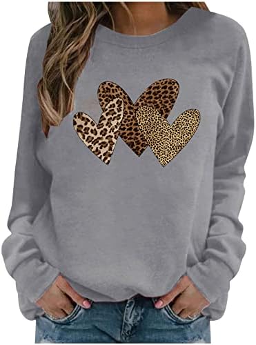 Valentinovo Košulja Ženska ležerna majica s dugim rukavima Smiješna karirana ljubavne srce grafičke dukserice Crewneck pulover vrhovi