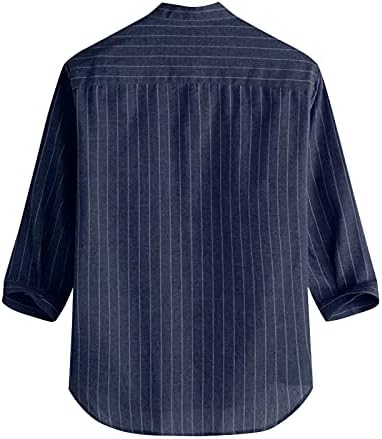 Classic Bluza s punim rukavima muška atletski mekani meki gumb-dolje majice plus lane lana labava u obliku solidne boje okruglica