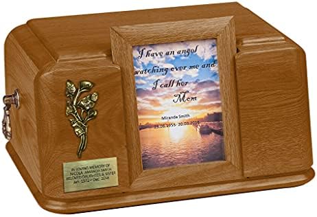 Kovčeg od čvrstog drveta Umetni okvir za sliku -Memorijalna pogrebna urna za odrasle pepeo wu46