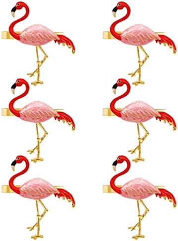 Pretyzoom Metal Flamingo salveti prstenovi set od 12 ružičastih ubrusa, prstenovi tropskih havajskih salveta, ljetni držači za vjenčanje,
