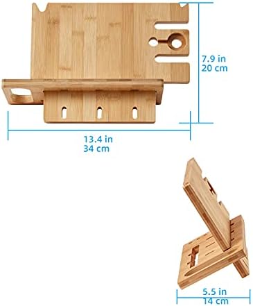 Soomme Design bambusov punjač stalak za priključenje stajališta drveta i držač organizatora noćnog ormarića - drži mobitel, sat, prsten