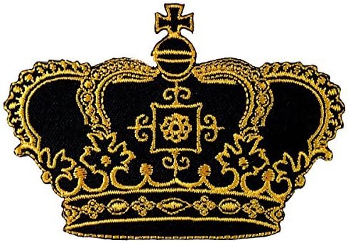 Bafunzo Crown Crown Imperial King kraljica izvezeno željezo na flasteru, crno, veličina: 2,6 x 3,75
