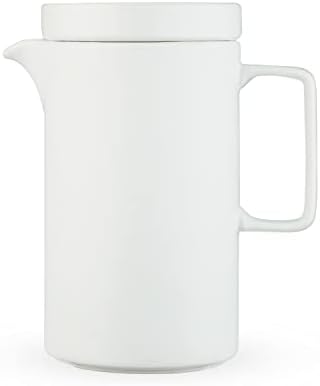 Pinky Up Jona Teapot, moderni keramički labavi čaj od lišća s košaricom poklopca i zlata, set od bijelog kamena od 1 42 oz