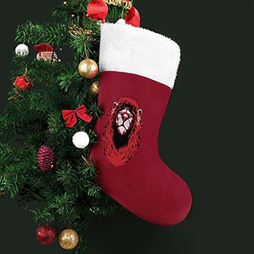 Crvena kosa lava glava božićne čarape čarape s plišanim kaminom koji visi za božićno dekor doma