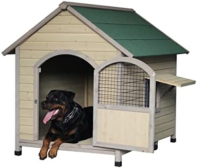 Dog House Vanjski i zatvoreni drveni uzgajivačica Dog Vodootporna s prozorom na vratima Asfalt Krovni sanduk za male srednje velike