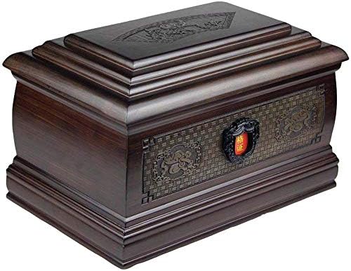 Lhmyghfdp kremacija urna za ljudske pepeo odrasla osoba, velika veličina tvrdog drveta Pogrebna urna, ručno isklesani izvrsni uzorak