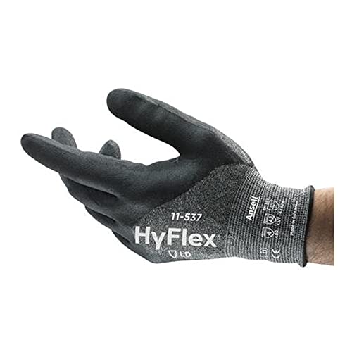 Ansell Healthcare 11537090 Series 11-537 Hyflex HPPE rukavica, 3/4 umočen, 18 mjerača, veličina 9, Cool Grey